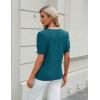 imageBlooming Jelly Womens Dressy Casual Tops Keyhole Business Work Blouses Pleated Puff Sleeve Summer ShirtsDark Cyan