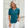 imageBlooming Jelly Womens Dressy Casual Tops Keyhole Business Work Blouses Pleated Puff Sleeve Summer ShirtsDark Cyan