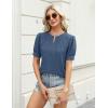 imageBlooming Jelly Womens Dressy Casual Tops Keyhole Business Work Blouses Pleated Puff Sleeve Summer ShirtsGrey Blue