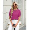 imageBlooming Jelly Womens Dressy Casual Tops Keyhole Business Work Blouses Pleated Puff Sleeve Summer ShirtsHot Pink