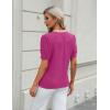 imageBlooming Jelly Womens Dressy Casual Tops Keyhole Business Work Blouses Pleated Puff Sleeve Summer ShirtsHot Pink
