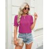 imageBlooming Jelly Womens Dressy Casual Tops Keyhole Business Work Blouses Pleated Puff Sleeve Summer ShirtsHot Pink