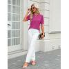 imageBlooming Jelly Womens Dressy Casual Tops Keyhole Business Work Blouses Pleated Puff Sleeve Summer ShirtsHot Pink