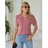 imageBlooming Jelly Womens Dressy Casual Tops Keyhole Business Work Blouses Pleated Puff Sleeve Summer ShirtsPink