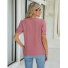 imageBlooming Jelly Womens Dressy Casual Tops Keyhole Business Work Blouses Pleated Puff Sleeve Summer ShirtsPink