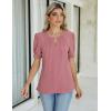 imageBlooming Jelly Womens Dressy Casual Tops Keyhole Business Work Blouses Pleated Puff Sleeve Summer ShirtsPink
