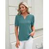 imageBlooming Jelly Womens Dressy Casual Tops Keyhole Business Work Blouses Pleated Puff Sleeve Summer ShirtsTurquoise
