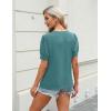 imageBlooming Jelly Womens Dressy Casual Tops Keyhole Business Work Blouses Pleated Puff Sleeve Summer ShirtsTurquoise
