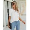 imageBlooming Jelly Womens Dressy Casual Tops Keyhole Business Work Blouses Pleated Puff Sleeve Summer ShirtsWhite