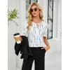 imageBlooming Jelly Womens Dressy Casual Tops Keyhole Business Work Blouses Pleated Puff Sleeve Summer ShirtsWhite Stripe