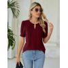 imageBlooming Jelly Womens Dressy Casual Tops Keyhole Business Work Blouses Pleated Puff Sleeve Summer ShirtsWine Red