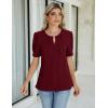 imageBlooming Jelly Womens Dressy Casual Tops Keyhole Business Work Blouses Pleated Puff Sleeve Summer ShirtsWine Red