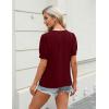 imageBlooming Jelly Womens Dressy Casual Tops Keyhole Business Work Blouses Pleated Puff Sleeve Summer ShirtsWine Red