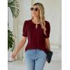 imageBlooming Jelly Womens Dressy Casual Tops Keyhole Business Work Blouses Pleated Puff Sleeve Summer ShirtsWine Red