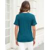 imageBlooming Jelly Womens Summer Casual Tops Loose Fit Ruffle Short Sleeve T Shirts Crew Neck Textured Blouses 2024Dark Cyan