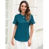 imageBlooming Jelly Womens Summer Casual Tops Loose Fit Ruffle Short Sleeve T Shirts Crew Neck Textured Blouses 2024Dark Cyan