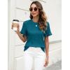 imageBlooming Jelly Womens Summer Casual Tops Loose Fit Ruffle Short Sleeve T Shirts Crew Neck Textured Blouses 2024Dark Cyan