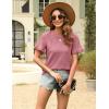 imageBlooming Jelly Womens Summer Casual Tops Loose Fit Ruffle Short Sleeve T Shirts Crew Neck Textured Blouses 2024Pink