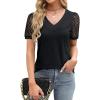 imageBlooming Jelly Womens Dressy Casual Blouses Business Work Tops Lace Short Sleeve V Neck T Shirts 2024 Summer OutfitsBlack