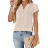 imageBlooming Jelly Womens Dressy Casual Tops Business Casual Cap Sleeve Work Blouses Chiffon V Neck Button Down ShirtsApricot