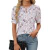 imageBlooming Jelly Womens Dressy Casual Tops Keyhole Business Work Blouses Pleated Puff Sleeve Summer ShirtsFloral Multicolor