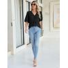 imageBlooming Jelly Women Dressy Casual Tops Business Work Blouses Summer Shirts Swiss Pot Puff Sleeve V Neck Outfits 2024Black