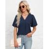 imageBlooming Jelly Women Dressy Casual Tops Business Work Blouses Summer Shirts Swiss Pot Puff Sleeve V Neck Outfits 2024Deep Blue