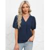 imageBlooming Jelly Women Dressy Casual Tops Business Work Blouses Summer Shirts Swiss Pot Puff Sleeve V Neck Outfits 2024Deep Blue
