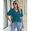 imageBlooming Jelly Women Dressy Casual Tops Business Work Blouses Summer Shirts Swiss Pot Puff Sleeve V Neck Outfits 2024Turquoise