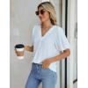 imageBlooming Jelly Women Dressy Casual Tops Business Work Blouses Summer Shirts Swiss Pot Puff Sleeve V Neck Outfits 2024White