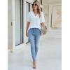 imageBlooming Jelly Women Dressy Casual Tops Business Work Blouses Summer Shirts Swiss Pot Puff Sleeve V Neck Outfits 2024White