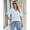 imageBlooming Jelly Women Dressy Casual Tops Business Work Blouses Summer Shirts Swiss Pot Puff Sleeve V Neck Outfits 2024White