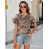 imageBlooming Jelly Womens Leopard Print Tops Short Sleeve Round Neck Casual T Shirts TeesBrown Leopard Print