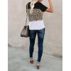 imageBlooming Jelly Womens Leopard Print Tops Short Sleeve Round Neck Casual T Shirts TeesColorblock