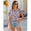 imageBlooming Jelly Womens Leopard Print Tops Short Sleeve Round Neck Casual T Shirts TeesPink Leopard Print