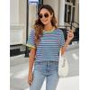 imageBlooming Jelly Womens Leopard Print Tops Short Sleeve Round Neck Casual T Shirts TeesPink Stripes