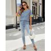 imageBlooming Jelly Womens Leopard Print Tops Short Sleeve Round Neck Casual T Shirts TeesPink Stripes