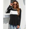 imageBlooming Jelly Womens Long Sleeve Tunic Tops Color Block Shirt Crewneck Casual Pullover Blouses Fall Outfits 2024Black