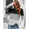 imageBlooming Jelly Womens Long Sleeve Tunic Tops Color Block Shirt Crewneck Casual Pullover Blouses Fall Outfits 2024Blackgreywhite