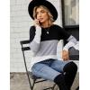 imageBlooming Jelly Womens Long Sleeve Tunic Tops Color Block Shirt Crewneck Casual Pullover Blouses Fall Outfits 2024Blackgreywhite