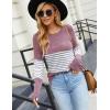 imageBlooming Jelly Womens Long Sleeve Tunic Tops Color Block Shirt Crewneck Casual Pullover Blouses Fall Outfits 2024Crimsonstripe