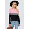 imageBlooming Jelly Womens Long Sleeve Tunic Tops Color Block Shirt Crewneck Casual Pullover Blouses Fall Outfits 2024Pink and Black