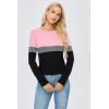 imageBlooming Jelly Womens Long Sleeve Tunic Tops Color Block Shirt Crewneck Casual Pullover Blouses Fall Outfits 2024Pink and Black