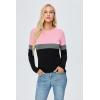 imageBlooming Jelly Womens Long Sleeve Tunic Tops Color Block Shirt Crewneck Casual Pullover Blouses Fall Outfits 2024Pink and Black