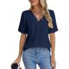 imageBlooming Jelly Women Dressy Casual Tops Business Work Blouses Summer Shirts Swiss Pot Puff Sleeve V Neck Outfits 2024Deep Blue