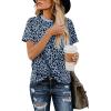 imageBlooming Jelly Womens Leopard Print Tops Short Sleeve Round Neck Casual T Shirts TeesBlueleopard Print