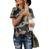 imageBlooming Jelly Womens Leopard Print Tops Short Sleeve Round Neck Casual T Shirts TeesCamo