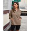 imageBlooming Jelly Women Oversized Sweatshirt Fleece Quarter Zip Pullover Casual Long Sleeve Tops Fall Outfits with PocketsCoffee Grey