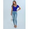 imageBlooming Jelly Women Summer Short Sleeve T Shirts Twist Front Casual Tops Slim Fit Trendy Tshirts Tee 2025Deep Blue