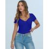 imageBlooming Jelly Women Summer Short Sleeve T Shirts Twist Front Casual Tops Slim Fit Trendy Tshirts Tee 2025Deep Blue